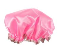 EXQUIMEUBLE Waterproof Shower Cap for Women Double Layer Thickened Peva Bath Hat Pink Reusable Hair Bathing Accessory for Home Sauna and Shower Use