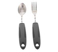 EXQUIMEUBLE Weighted Fork and Spoon Set for Elderly 2-Piece Adaptive Stainless Steel Utensils Non-Slip Rubber Grip for Self Feeding