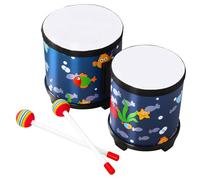 EXQUIMEUBLE Wooden Handheld Drum Percussion Instrument for Adults Early Education Rhythm Instrument with Cute Underwater World Design Suitable for Music Practice and Performance
