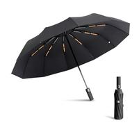 Exquisgoods 24K Strongest Windproof Travel Compact Umbrella Sturdy Frame Automatic Umbrella for Women & Men (Black)