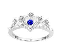 Exquisite 1X Women Jewellery Ring Silver Blue Crown Heart Diamond Wedding Party Thumb Knuckle Ring Size 8 Adorable And Stylish Workmanship Creative