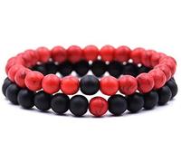 Exquisite 2 Pcs Adults Unisex Natural Stone Bracelet Fashion 8mm Lava Rock Chakra Beads Elastic Frosted Agate String B, 7-7.5Inch Stylish