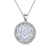 Exquisite 23Mm Round Blue White Fire Opal Pendant Necklaces Engagement Jewelry Necklace