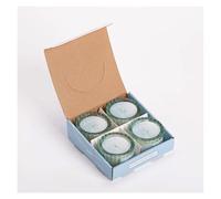 Exquisite 4pcs Glass Candles Made with Soy Wax and Essential Oils Mini Round Scented Candle Set for Home Vacation Relaxation & Spa Mellow(Ocean)