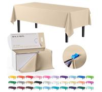 Exquisite 54 Inch X 100 Feet Ivory Plastic Table Cover Roll in A Cut - to - Size Box with Convenient Slide Cutter. Cuts Up to 12 Rectangle 8 Feet Plastic Disposable Tablecloths