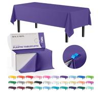Exquisite 54 Inch X 100 Feet Purple Plastic Table Cover Roll in A Cut - to - Size Box with Convenient Slide Cutter. Cuts Up to 12 Rectangle 8 Feet Plastic Disposable Tablecloths