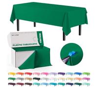 Exquisite 54 Inch X 300 Feet Emerald Green Plastic Table Cover Roll in A Cut - to - Size Box with Convenient Slide Cutter. Cuts Up to 36 Rectangle 8 Feet Plastic Disposable Tablecloths