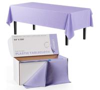 Exquisite 54 Inch X 300 Feet Lavender Plastic Table Cloth Cover Roll in A Cut - to - Size Box with Convenient Slide Cutter. Cuts Up to 36 Rectangle 8 Feet Plastic Disposable Tablecloths