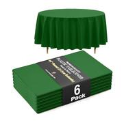 Exquisite 66% Thicker Premium Emerald Green Round Tablecloth 0.5 Mil 6 Pack Plastic Table Cloth 84 Inch Round Plastic Tablecloth Won't Tear Easily Like Cheap Thin Brands