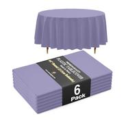 Exquisite 66% Thicker Premium Lavender Round Tablecloth 0.5 Mil 6 Pack Plastic Table Cloth 84 Inch Round Plastic Tablecloth Won't Tear Easily Like Cheap Thin Brands