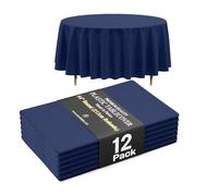 Exquisite 66% Thicker Premium Navy Blue Round Tablecloth 0.5 Mil 12 Pack Plastic Table Cloth 84 Inch Round Plastic Tablecloth Won't Tear Easily Like Cheap Thin Brands