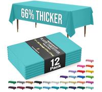 Exquisite 66% Thicker Premium Plastic Table Cloth Rectangle Table Cover 0.5 Mil 12 Pack Aqua Table Cloth 54 Inch x 108 Inch Tablecloth Won't Tear Easily Like Cheap Thin Brands