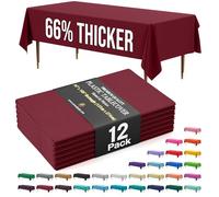 Exquisite 66% Thicker Premium Plastic Table Cloth Rectangle Table Cover 0.5 Mil 12 Pack Burgundy Table Cloth 54 Inch x 108 Inch Tablecloth Won't Tear Easily Like Cheap Thin Brands
