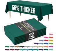 Exquisite 66% Thicker Premium Plastic Table Cloth Rectangle Table Cover 0.5 Mil 12 Pack Dark Green Table Cloth 54 Inch x 108 Inch Tablecloth Won't Tear Easily Like Cheap Thin Brands