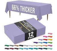 Exquisite 66% Thicker Premium Plastic Table Cloth Rectangle Table Cover 0.5 Mil 12 Pack Lavender Table Cloth 54 Inch x 108 Inch Tablecloth Won't Tear Easily Like Cheap Thin Brands