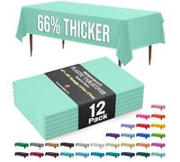 Exquisite 66% Thicker Premium Plastic Table Cloth Rectangle Table Cover 0.5 Mil 12 Pack Mint Table Cloth 54 Inch x 108 Inch Tablecloth Won't Tear Easily Like Cheap Thin Brands