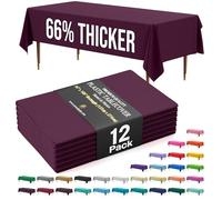 Exquisite 66% Thicker Premium Plastic Table Cloth Rectangle Table Cover 0.5 Mil 12 Pack Plum Table Cloth 54 Inch x 108 Inch Tablecloth Won't Tear Easily Like Cheap Thin Brands