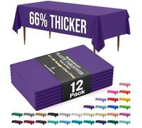 Exquisite 66% Thicker Premium Plastic Table Cloth Rectangle Table Cover 0.5 Mil 12 Pack Purple Table Cloth 54 Inch x 108 Inch Tablecloth Won't Tear Easily Like Cheap Thin Brands