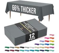 Exquisite 66% Thicker Premium Plastic Table Cloth Rectangle Table Cover 0.5 Mil 12 Pack Silver Table Cloth 54 Inch x 108 Inch Tablecloth Won't Tear Easily Like Cheap Thin Brands