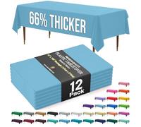 Exquisite 66% Thicker Premium Plastic Table Cloth Rectangle Table Cover 0.5 Mil 12 Pack Sky Blue Table Cloth 54 Inch x 108 Inch Tablecloth Won't Tear Easily Like Cheap Thin Brands