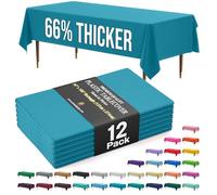 Exquisite 66% Thicker Premium Plastic Table Cloth Rectangle Table Cover 0.5 Mil 12 Pack Turquoise Table Cloth 54 Inch x 108 Inch Tablecloth Won't Tear Easily Like Cheap Thin Brands