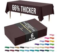 Exquisite 66% Thicker Premium Plastic Table Cloth Rectangle Table Cover 0.5 Mil 6 Pack Brown Table Cloth 54 Inch x 108 Inch Tablecloth Won't Tear Easily Like Cheap Thin Brands