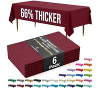 Exquisite 66% Thicker Premium Plastic Table Cloth Rectangle Table Cover 0.5 Mil 6 Pack Burgundy Table Cloth 54 Inch x 108 Inch Tablecloth Won't Tear Easily Like Cheap Thin Brands