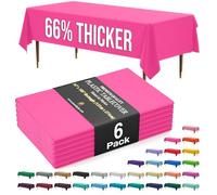 Exquisite 66% Thicker Premium Plastic Table Cloth Rectangle Table Cover 0.5 Mil 6 Pack Cerise Table Cloth 54 Inch x 108 Inch Tablecloth Won't Tear Easily Like Cheap Thin Brands