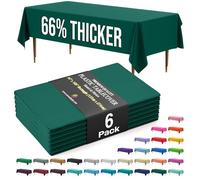 Exquisite 66% Thicker Premium Plastic Table Cloth Rectangle Table Cover 0.5 Mil 6 Pack Dark Green Table Cloth 54 Inch x 108 Inch Tablecloth Won't Tear Easily Like Cheap Thin Brands