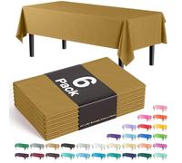 Exquisite 66% Thicker Premium Plastic Table Cloth Rectangle Table Cover 0.5 Mil 6 Pack Gold Table Cloth 54 Inch x 108 Inch Tablecloth Won't Tear Easily Like Cheap Thin Brands