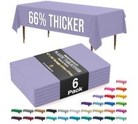 Exquisite 66% Thicker Premium Plastic Table Cloth Rectangle Table Cover 0.5 Mil 6 Pack Lavender Table Cloth 54 Inch x 108 Inch Tablecloth Won't Tear Easily Like Cheap Thin Brands