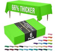 Exquisite 66% Thicker Premium Plastic Table Cloth Rectangle Table Cover 0.5 Mil 6 Pack Lime Green Table Cloth 54 Inch x 108 Inch Tablecloth Won't Tear Easily Like Cheap Thin Brands