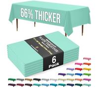Exquisite 66% Thicker Premium Plastic Table Cloth Rectangle Table Cover 0.5 Mil 6 Pack Mint Table Cloth 54 Inch x 108 Inch Tablecloth Won't Tear Easily Like Cheap Thin Brands
