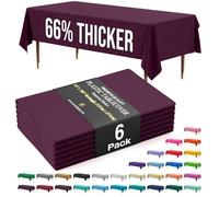 Exquisite 66% Thicker Premium Plastic Table Cloth Rectangle Table Cover 0.5 Mil 6 Pack Plum Table Cloth 54 Inch x 108 Inch Tablecloth Won't Tear Easily Like Cheap Thin Brands