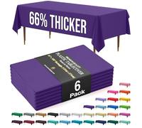 Exquisite 66% Thicker Premium Plastic Table Cloth Rectangle Table Cover 0.5 Mil 6 Pack Purple Table Cloth 54 Inch x 108 Inch Tablecloth Won't Tear Easily Like Cheap Thin Brands