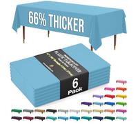 Exquisite 66% Thicker Premium Plastic Table Cloth Rectangle Table Cover 0.5 Mil 6 Pack Sky Blue Table Cloth 54 Inch x 108 Inch Tablecloth Won't Tear Easily Like Cheap Thin Brands