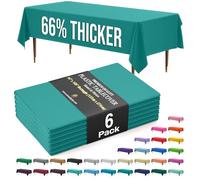 Exquisite 66% Thicker Premium Plastic Table Cloth Rectangle Table Cover 0.5 Mil 6 Pack Teal Table Cloth 54 Inch x 108 Inch Tablecloth Won't Tear Easily Like Cheap Thin Brands