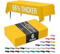 Exquisite 66% Thicker Premium Plastic Table Cloth Rectangle Table Cover 0.5 Mil 6 Pack Yellow Table Cloth 54 Inch x 108 Inch Tablecloth Won't Tear Easily Like Cheap Thin Brands
