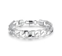 Exquisite 9mm Sterling Silver Plated Cuban Curb Bracelet: Luxury Craftsmanship at Unparalleled Value - 8" Length, 21g Weight - Bling King London