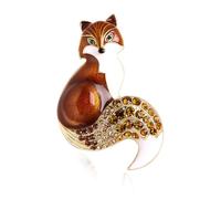 Exquisite Alloy Foxes Brooch With Colorful Rhinestones Multi Colored Animal Badge Backpack Decoration For Daily Wear Foxes Brooch