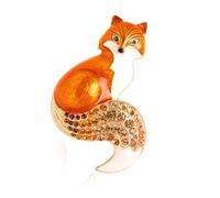 Exquisite Alloy Foxes Brooch With Colorful Rhinestones Multi Colored Animal Badge Backpack Decoration For Daily Wear Foxes Brooch