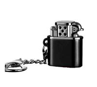 Exquisite and compact metal kerosene lighter, featuring old-fashioned flint ignition and a classic soft flame, with a keychain attachment (fuel not included).(Black2)