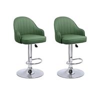 Exquisite Barstools Upholstered Breakfast Stools/Leather Bar Stools Set of 2, Adjustable Height Upholstered Bar Chairs with Back and Footrest, 360° Swivel Barstools for Home, Kitchen, Island, Bistro