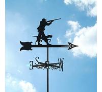 Exquisite Black Metal Hunter Dog Wind Weathervane Weather Vane Garden Ornament Wind Direction Indicators with Roof Mount for Shed Decorations,