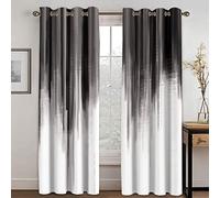 Exquisite Blackout Curtains Black and White Curtains for Bedroom Living Room, Blackout Curtains 54 Drop - Thermal Insulated Eyelet Drapes, Patterned Window Treatments, 52x84 Inch (W X L), 2 Panels