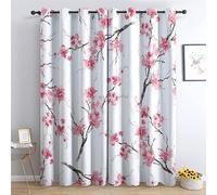 Exquisite Blackout Curtains Cherry Blossom Curtains for Bedroom Living Room, Blackout Curtains 90 Drop - Thermal Insulated Eyelet Drapes, Patterned Window Treatments, 46x90 Inch (W X L), 2 Panels
