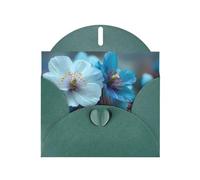 Exquisite Blue Serenity Greeting Card With Dark Green Envelope Suitable For Various Celebratory Occasions Use