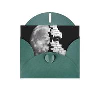 Exquisite Brick Moon Greeting Card With Dark Green Envelope Suitable For Various Celebratory Occasions Use