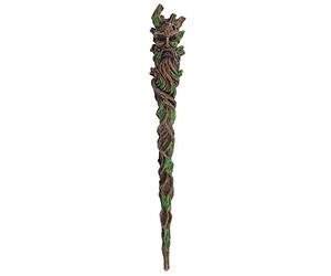 Exquisite Brown & Green Man of The Wood Resin Wand - 24cm x 3cm (1 Pc.) - Enchanting & Unique Design, Durable Material - Perfect Garden Decor