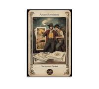 Exquisite Canvas Wall Art Picture Print-Vintage Tarot Card Poster with Mysterious Figures And Moonlit Scene Modern Family for Living Room Decor 12x18inch(30x45cm)